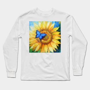 Butterfly on sunflower Long Sleeve T-Shirt